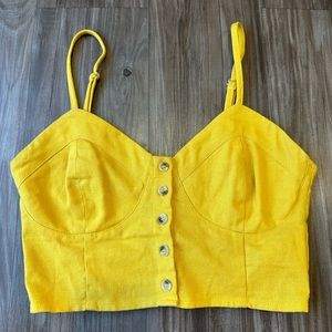 Rolla’s Eve Linen yellow gold button front crop top